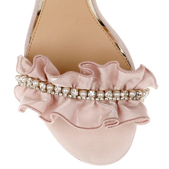 Brand New - Badgley Mischka Womens Deva Ruffle High Block Heel - Pastel Pink - 5 - Picture 4 of 7